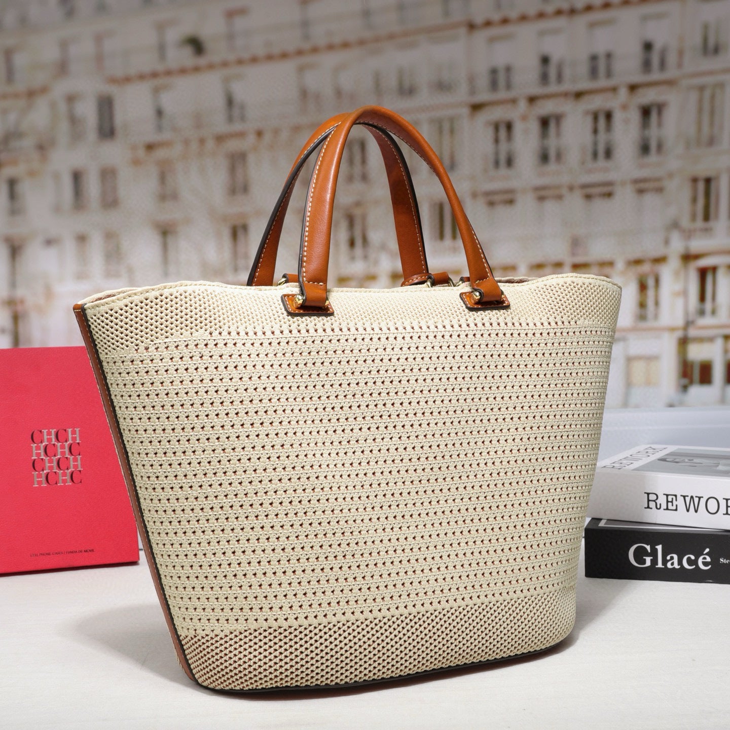 Women's Woven Vegetable Basket Flying Letter Design Bags