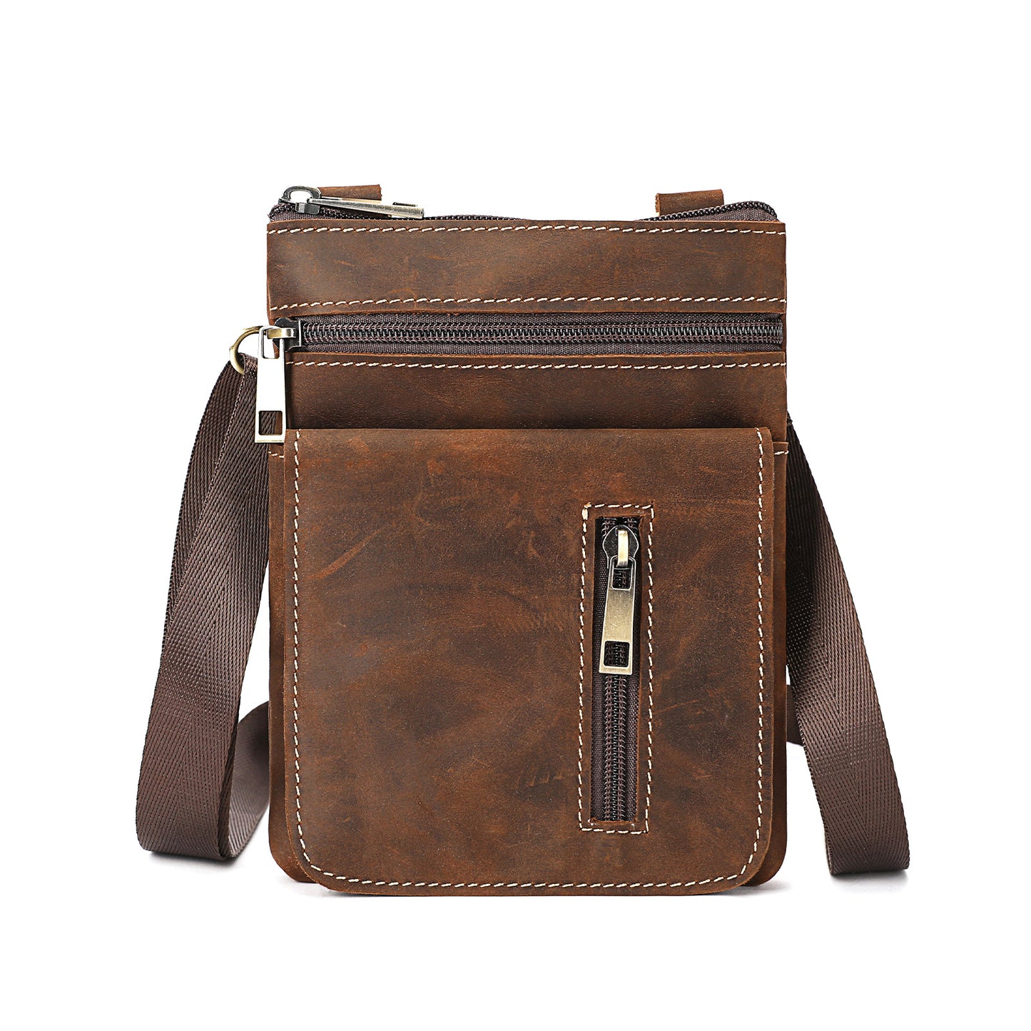 Men's Leather Fashion Crazy Horse First Layer Cowhide Men's Shoulder Bag
