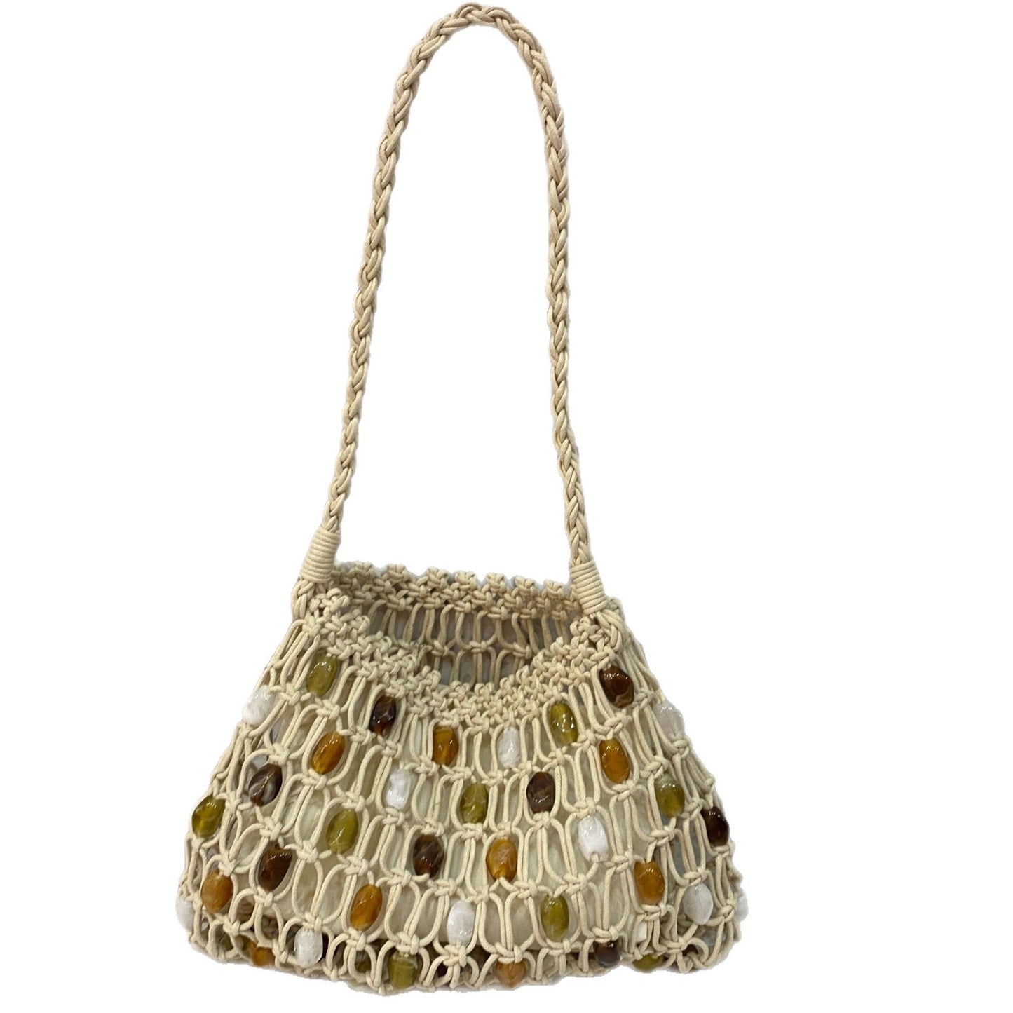 Ethnic Beaded Mesh Pocket Female Niche Wax Rope Woven High-grade Handbags