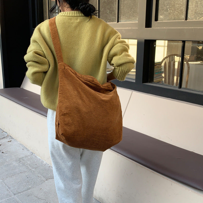 Water Corduroy Artistic Retro Leisure Large Capacity Bags