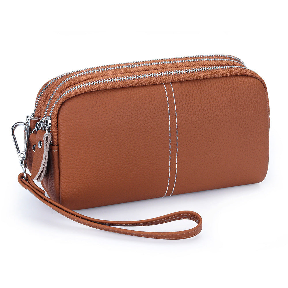 Women's Genuine Leather First Layer Cowhide Zip Wrist Fashion Women's Clutch