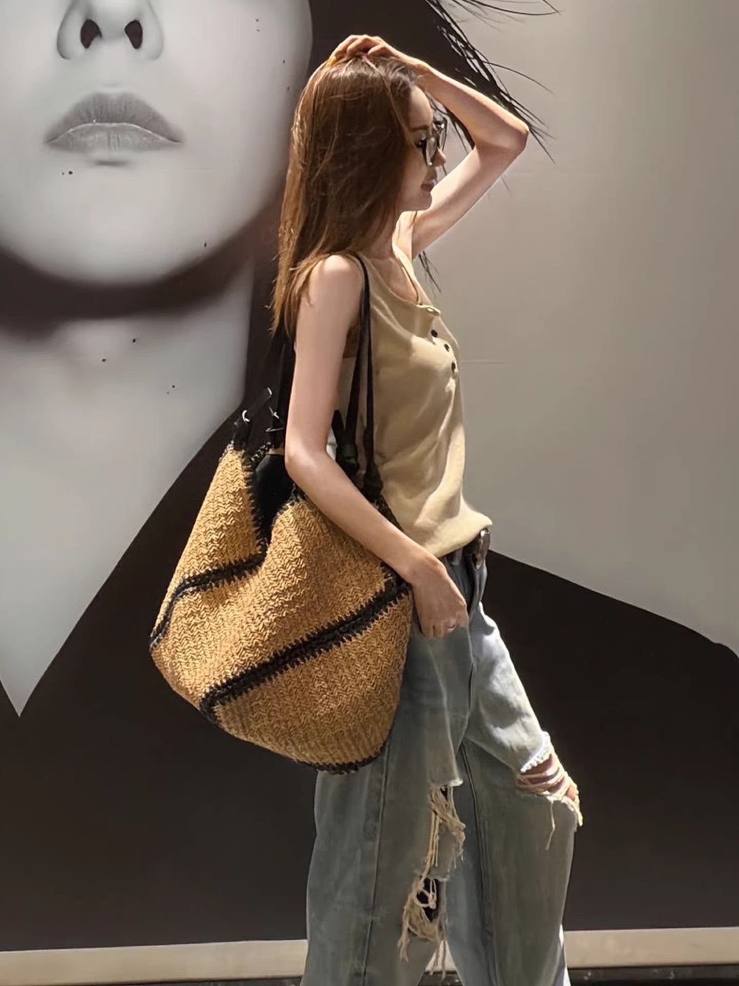 Women's High Sense Korean Fashion Weaving Light Bags