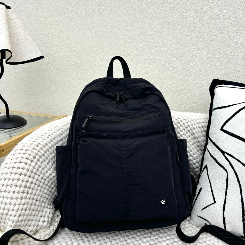 Nylon Cloth Trendy Large Capacity Contrast Leisure Backpack