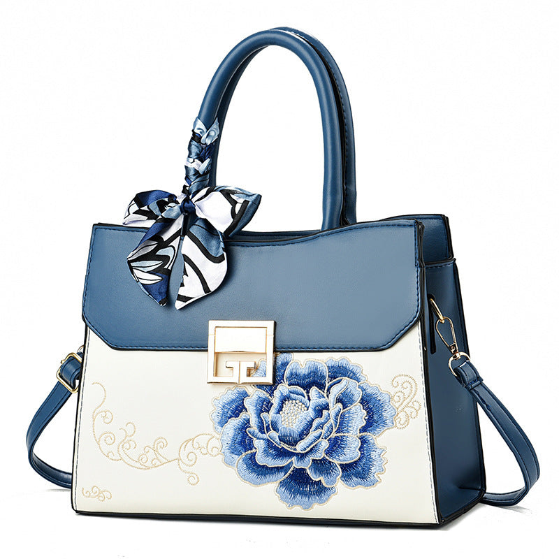 Embroidery Mother Large Capacity National Style Stitching Elegant Women's Handbag