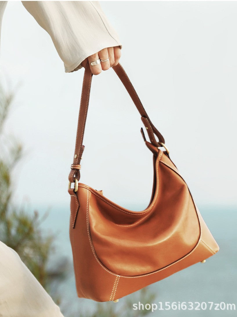 Plant Leather High-grade Niche Genuine Large Capacity Shoulder Bags