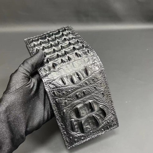 Men's Crocodile Bone Leather Short Genuine Multifunctional Multiple Slots Large Bags
