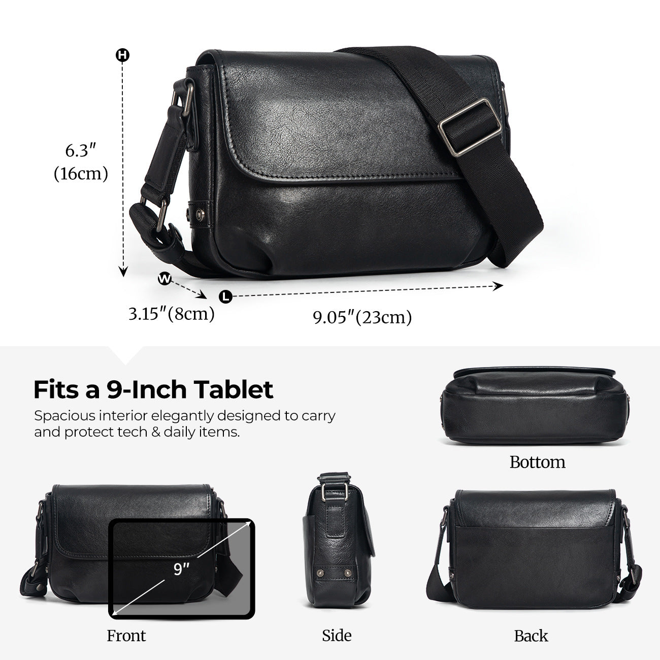Men's & Women's Straight Hair Oil Wax Leather Retro Fashion Bags