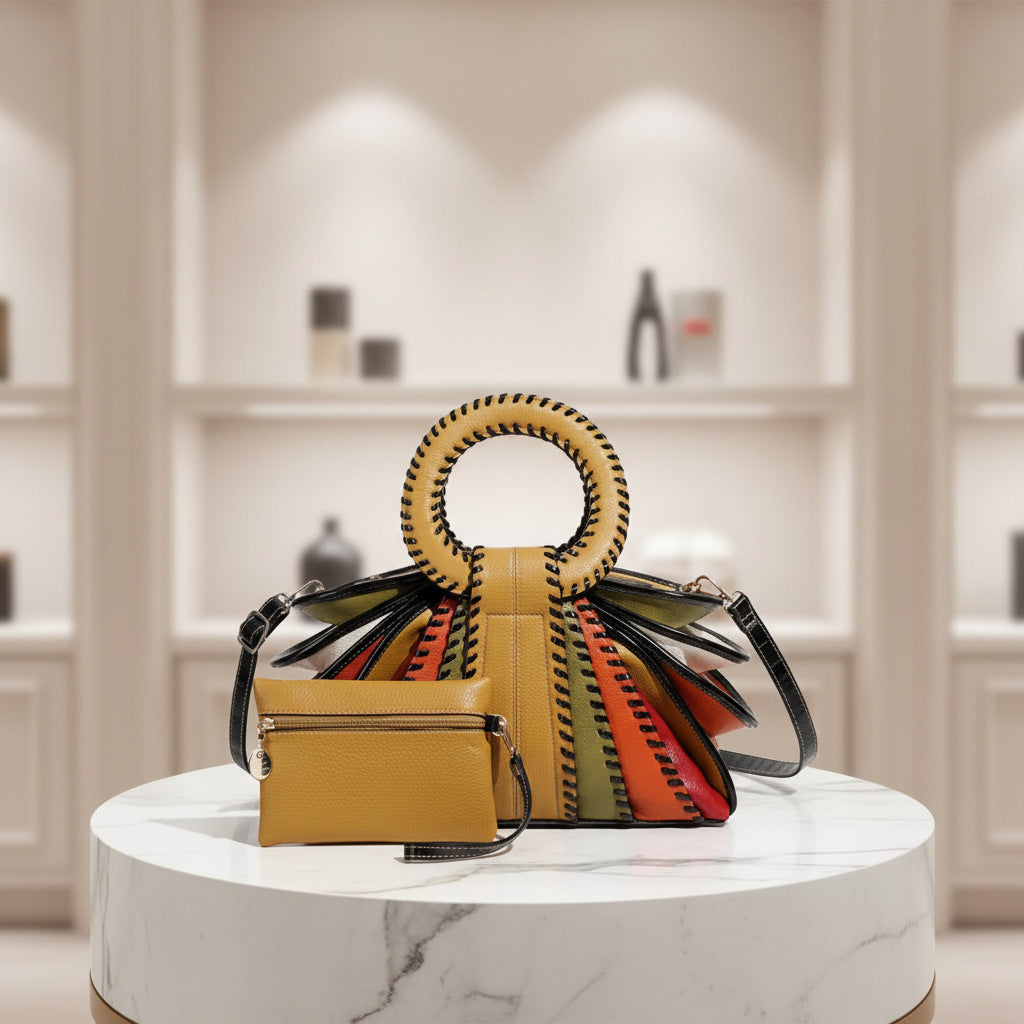 Women's Fashion Color Contrast Large Capacity High Women's Handbag
