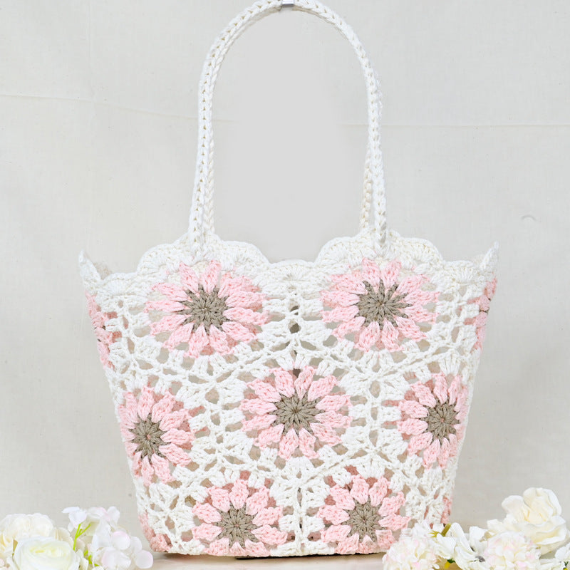 Women's Mini Oval Patchwork Hand-woven Crocheted Cotton Soft Women's Handbag