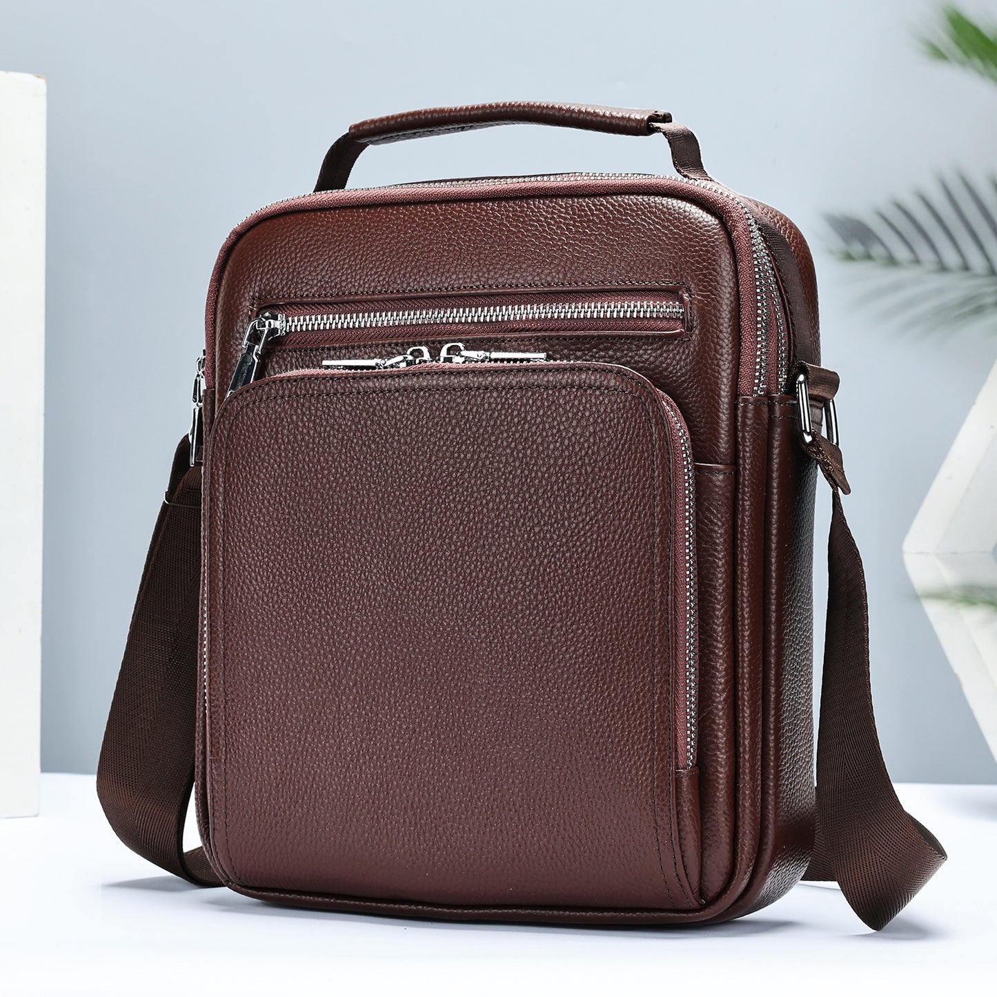 Men's Genuine Leather Vintage Crazy Horse Cowhide Men's Shoulder Bag