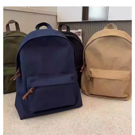 Men's Style Simple Retro Canvas Khaki Average Size Navy Leisure Backpack