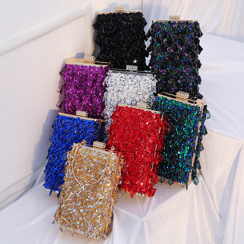 Women's Feast Handmade Beaded Vertical Banquet Dress Dinner Bag