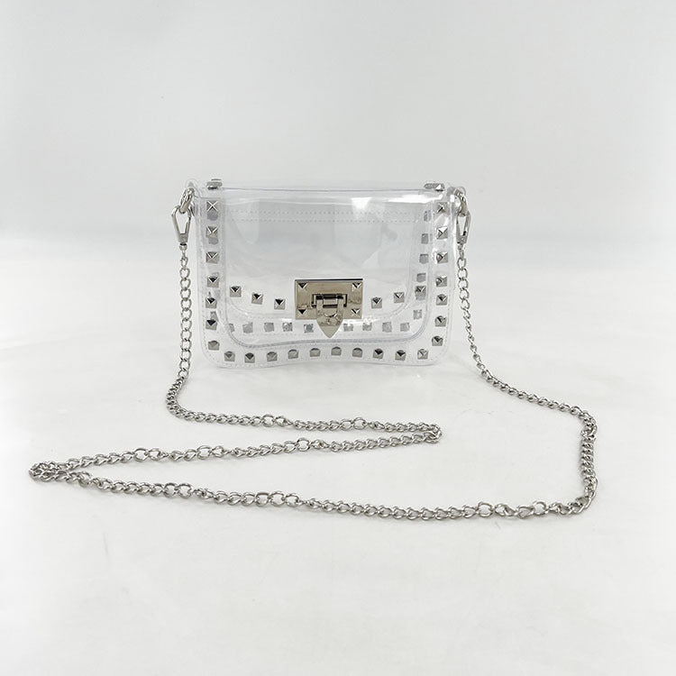 Gel Decorative Rivets Transparent Chain Fashion Women's Shoulder Bag