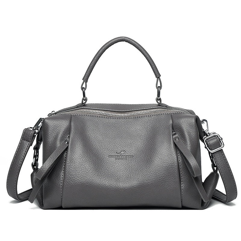 Portable Soft Leather Female Large Capacity Retro Women's Handbag