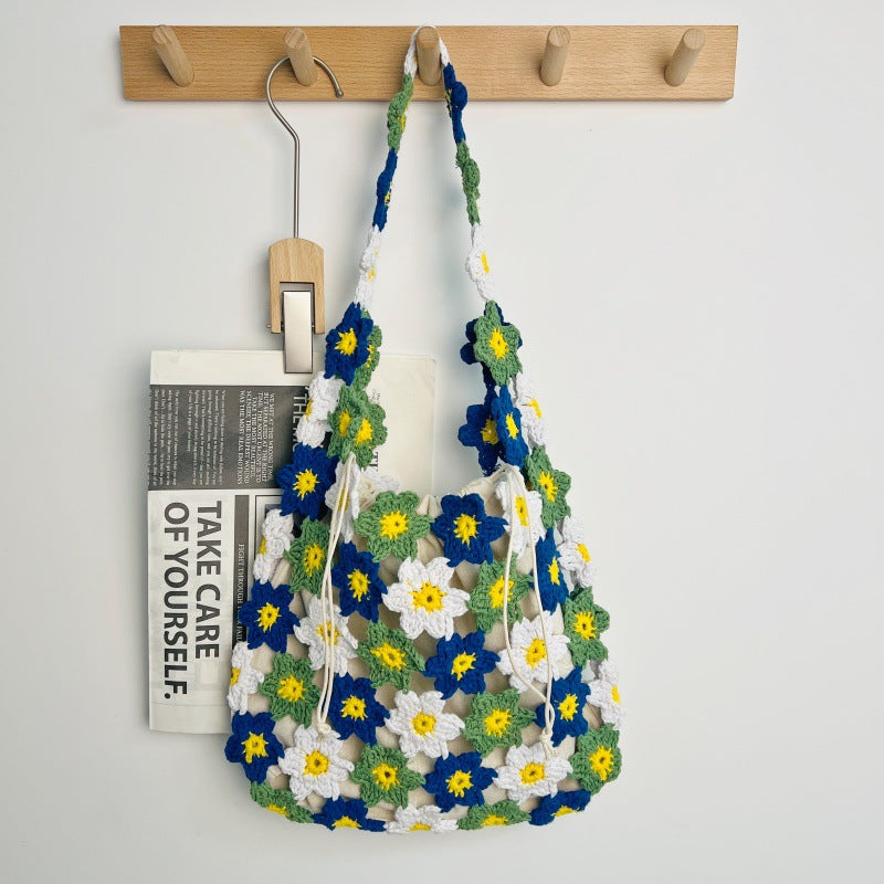 Thread Woven Summer Wool Flower Camisole Beach Women's Shoulder Bag