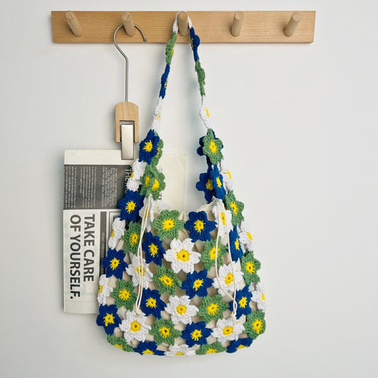 Thread Woven Summer Wool Flower Camisole Beach Women's Shoulder Bag