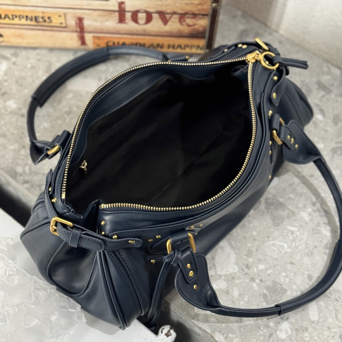 Retro Distressed Chloe Paddington Motorcycle Portable Underarm Decorative Bags