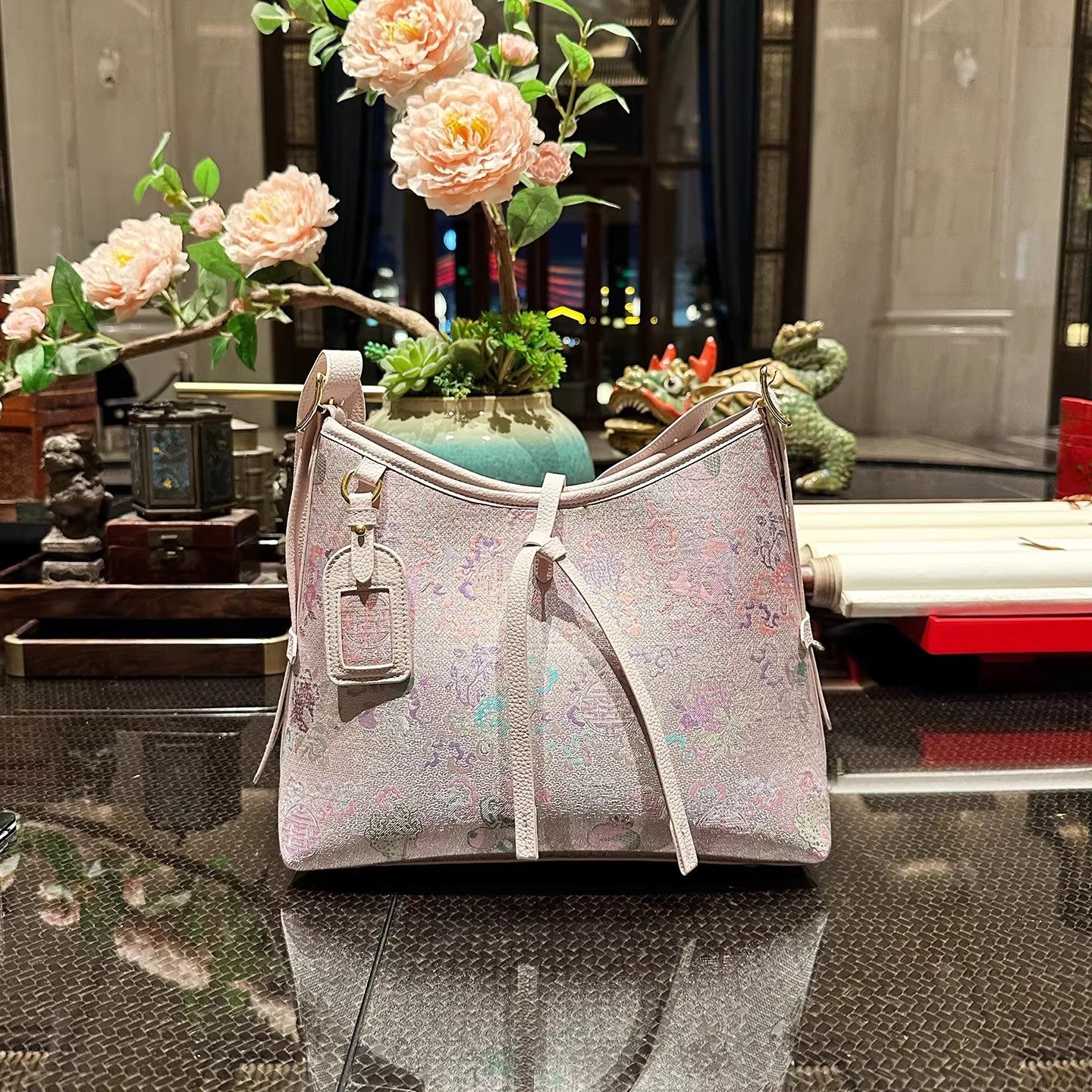 Women's Style Song Dynasty Brocade Dragon's Beard Women's Messenger Bag