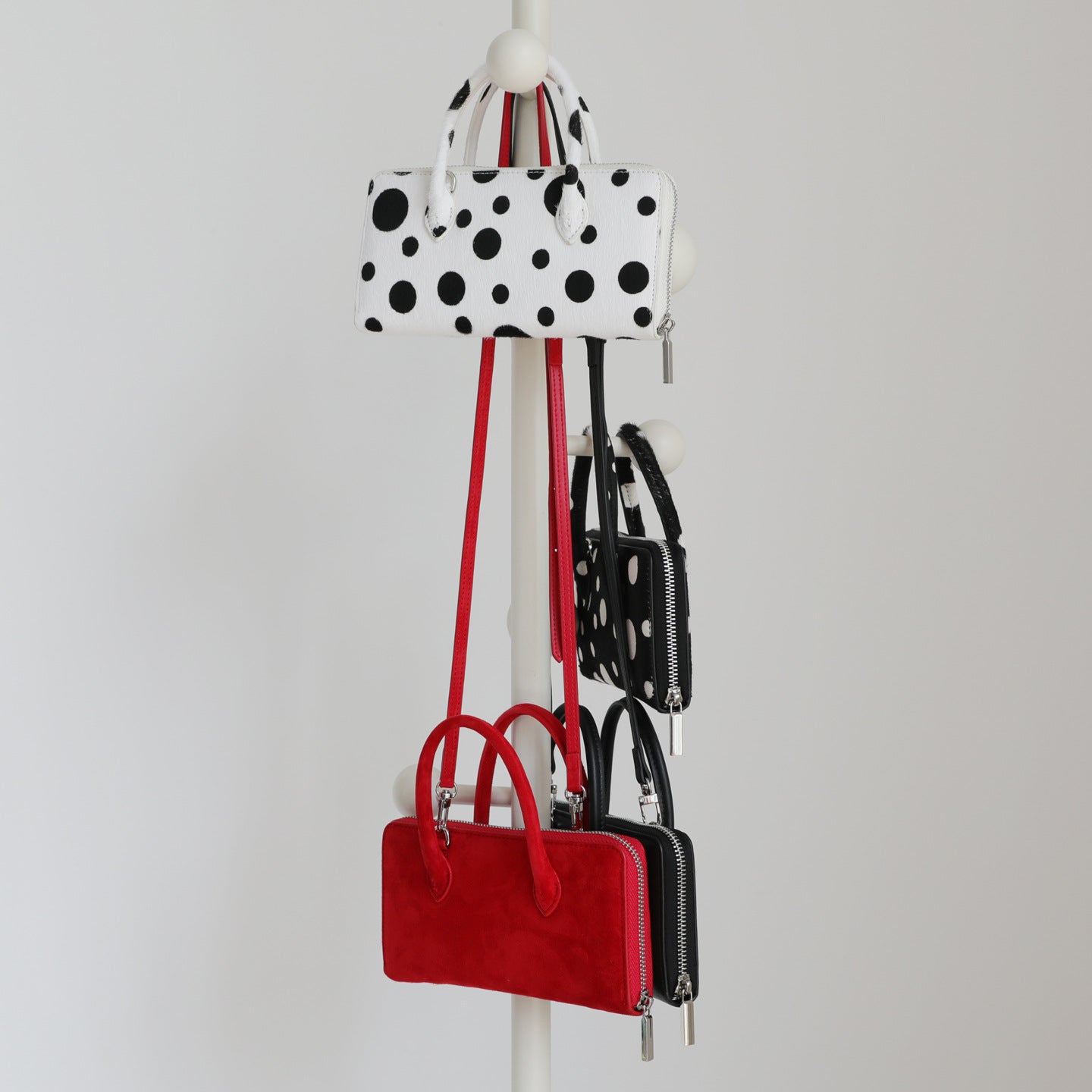 Women's High-grade Portable Horsehair Polka Dot Mobile Genuine Leather Small Square Bag