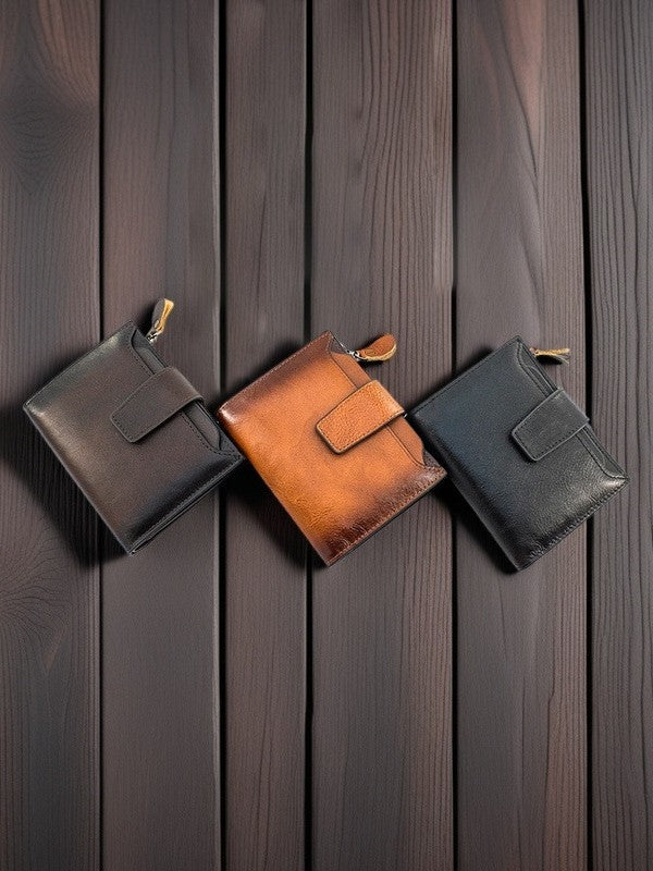 Men's Cowhide Vertical Simple Short Swiping Genuine Men's Wallet
