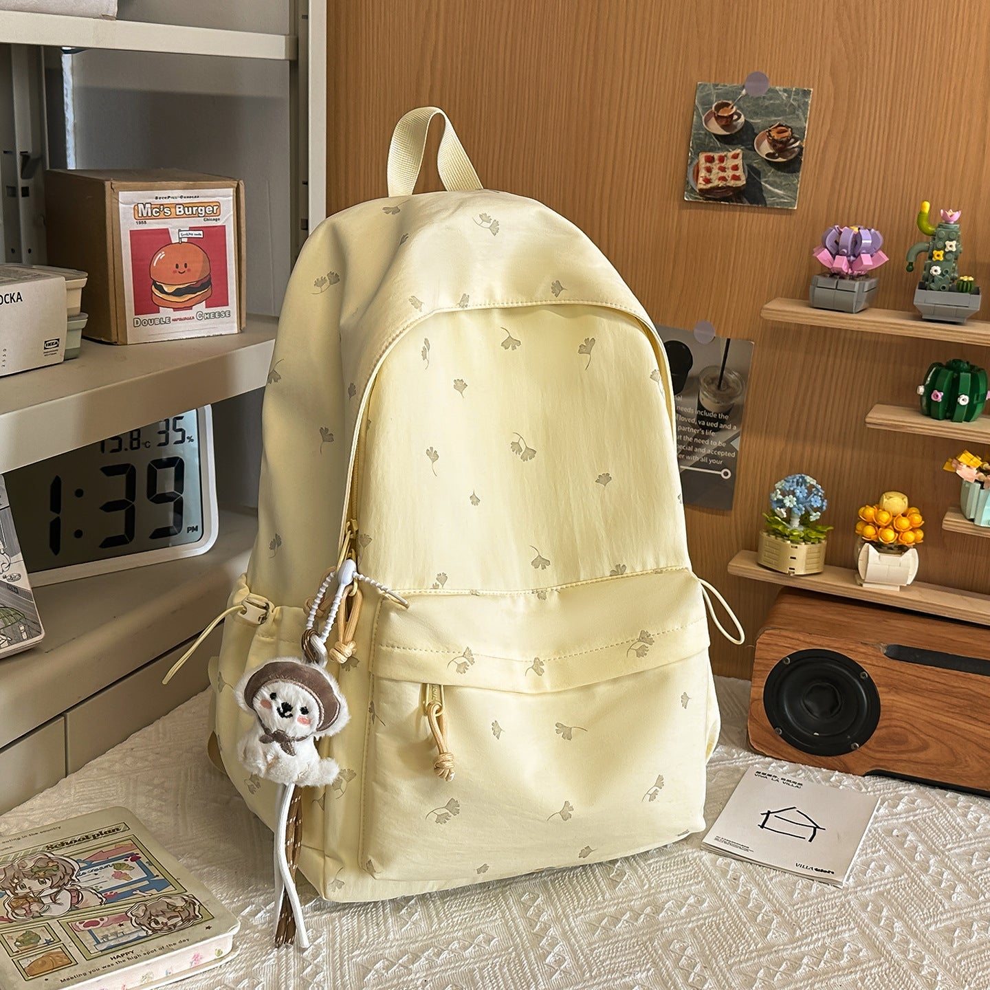 Classic Fresh Junior High Leaf Printing Backpacks