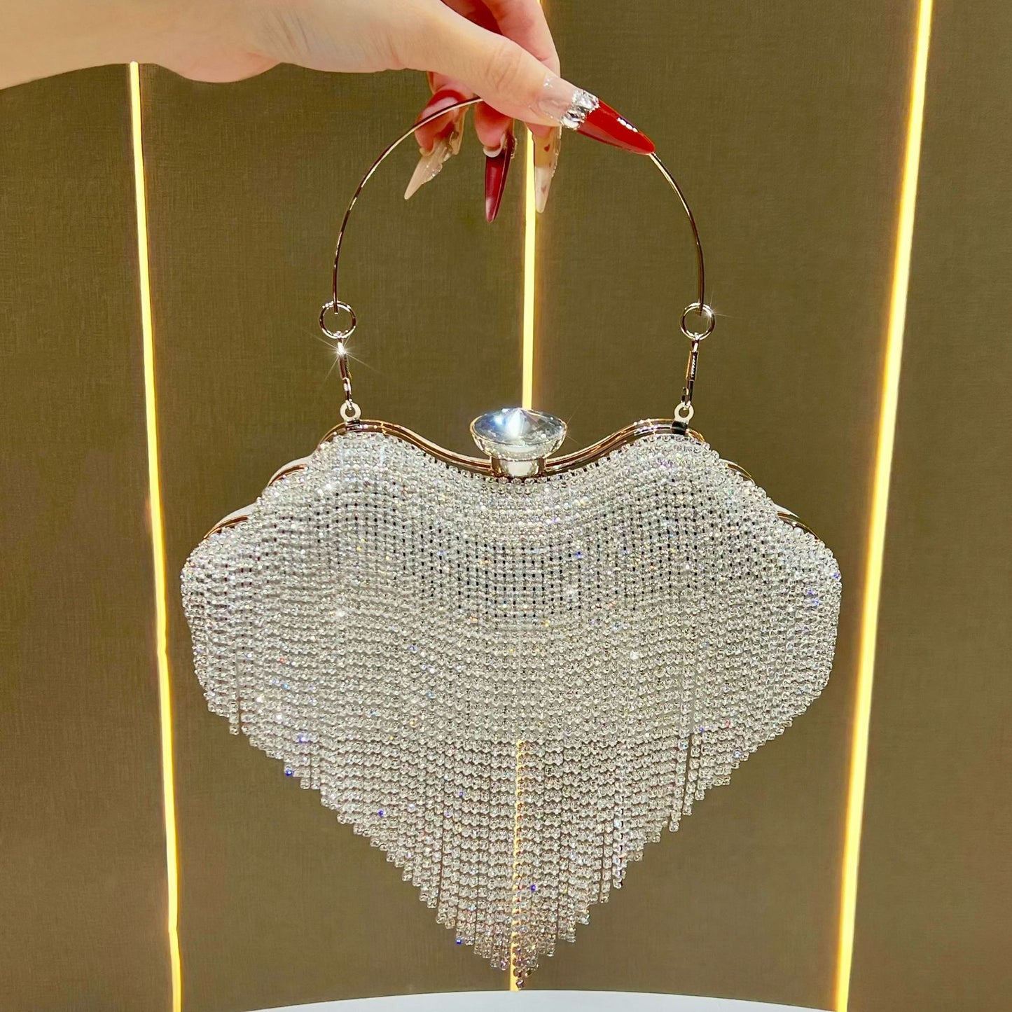 Women's Diamond Tassel High-grade Dress Clutch Rhinestone Dinner Bag