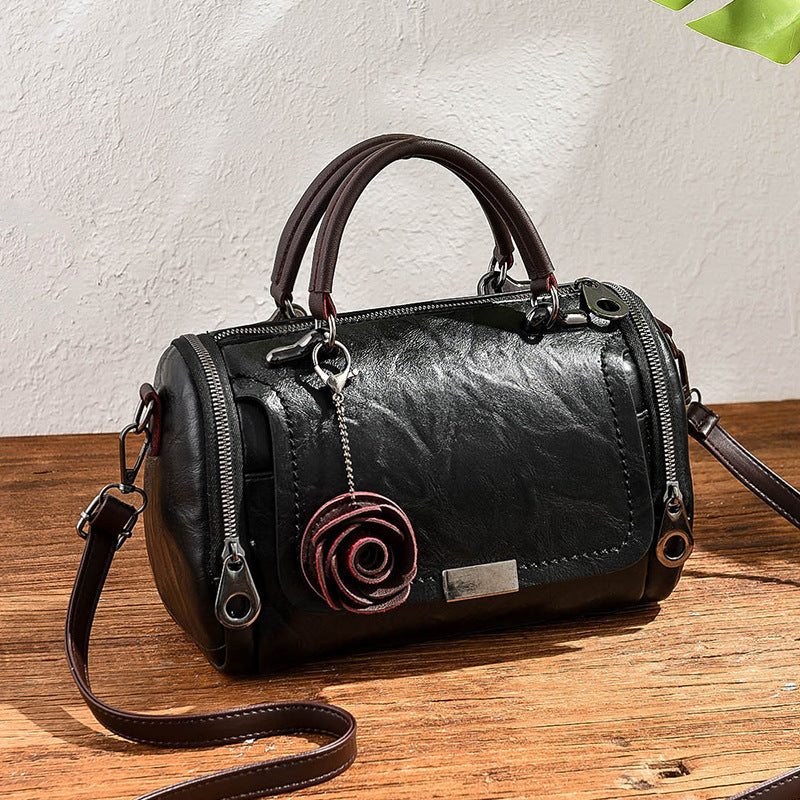 Women's Spring Solid Color Retro Pillow Flower Women's Messenger Bag