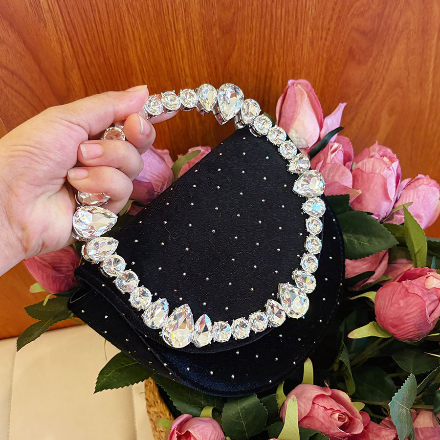Dot Personality Dinner Elegant Heart-shaped Rhinestone Indie Sweet Cute Western Handbags