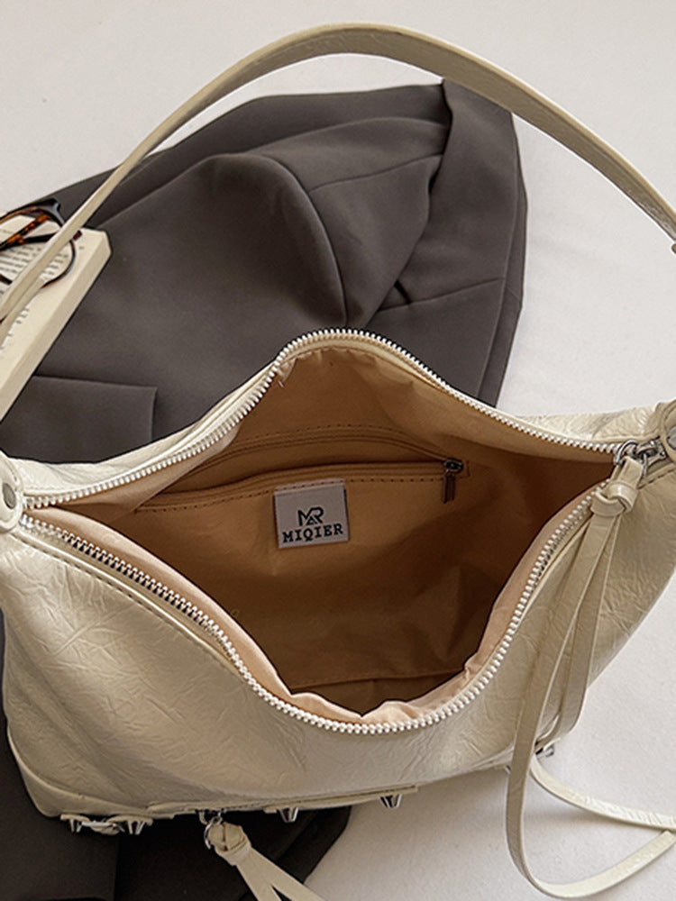 Women's Western Style Personalized Underarm Spring Fashion Pure Color Simple Large Shoulder Bags