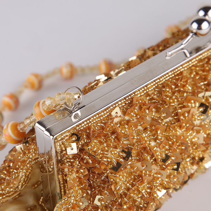 Women's Diamond Beaded Western Style Texture Dinner Bag