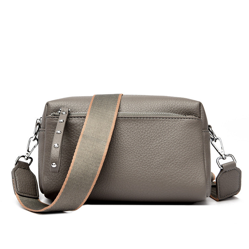 Women's Spring Wide Strap Soft Leather Fashion Small Square Bags