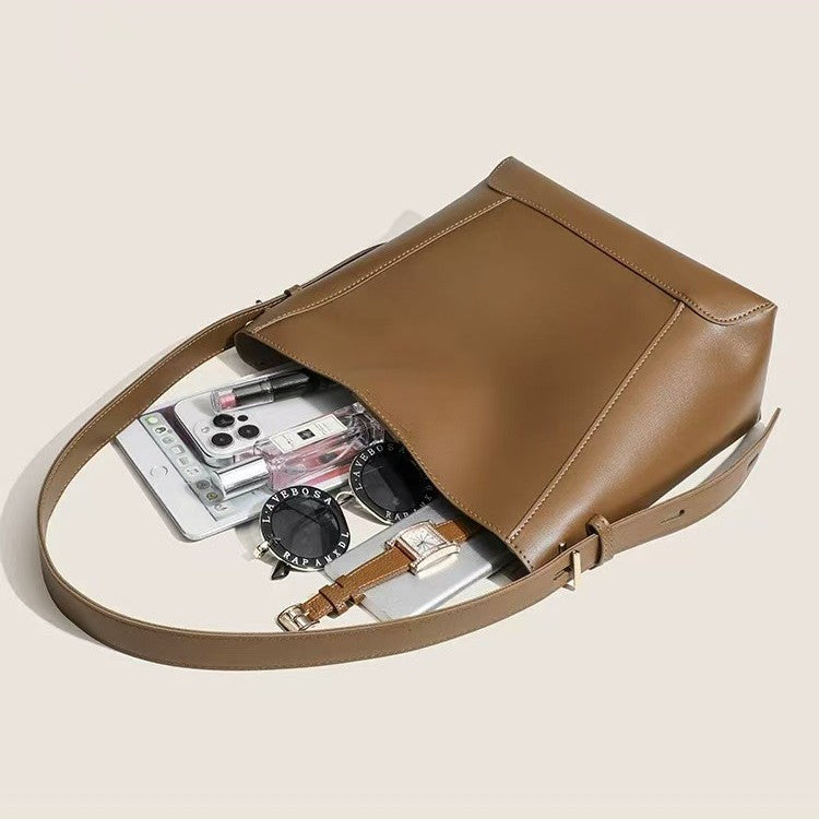 Women's Advanced Texture Real Large Capacity Bucket Bags