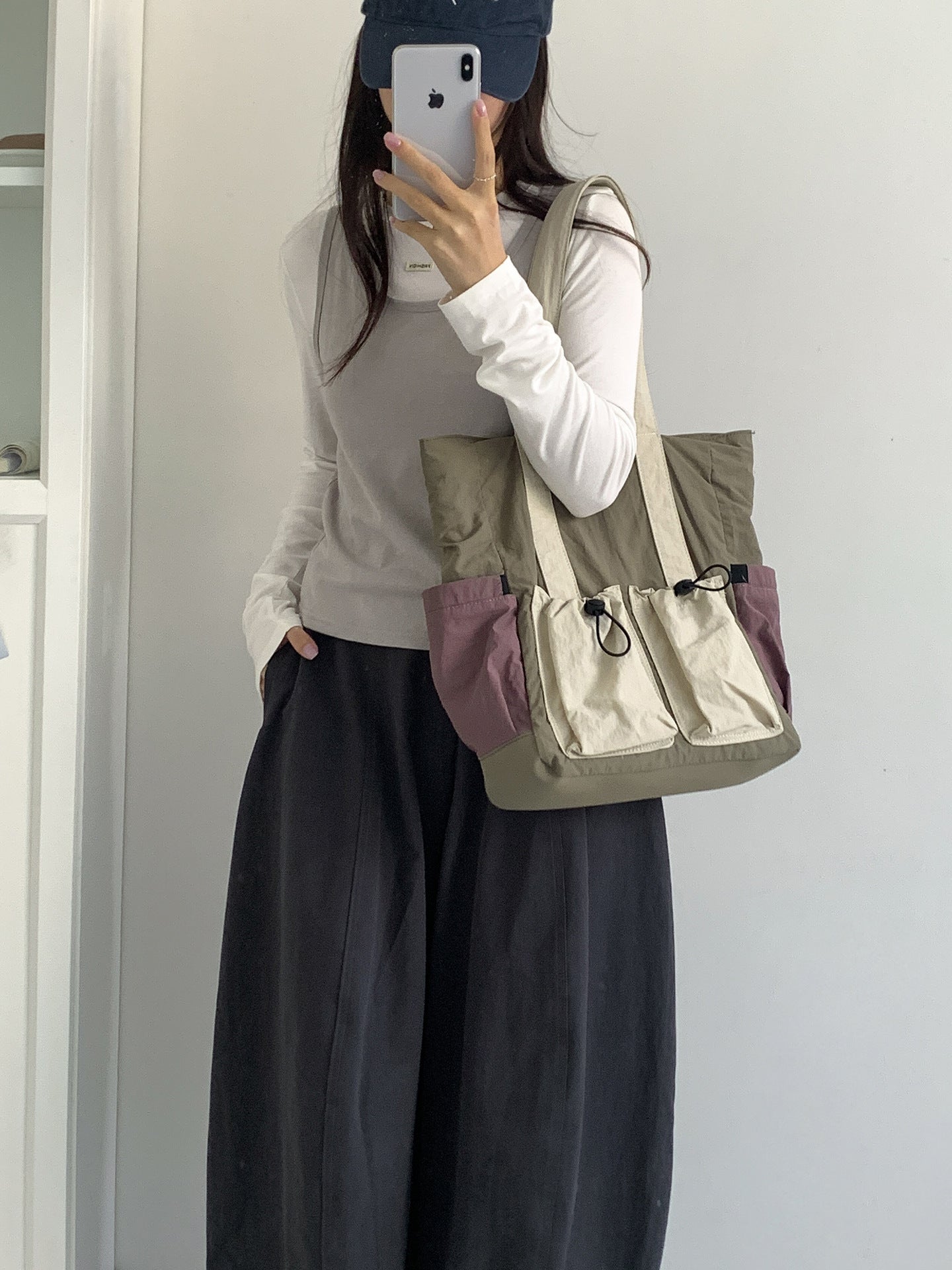 Women's Color Contrast Patchwork Large Capacity Nylon Bags