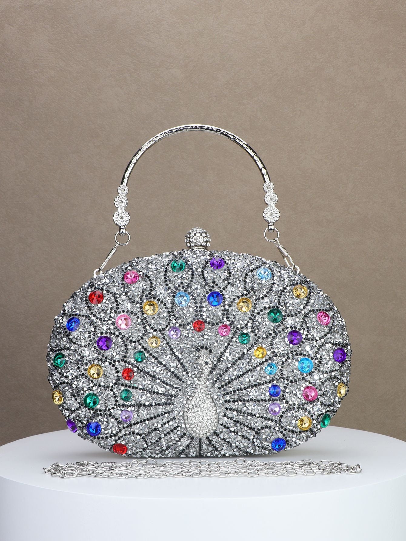 Peacock Diamond Retro Style Party Black Dress Dinner Bag