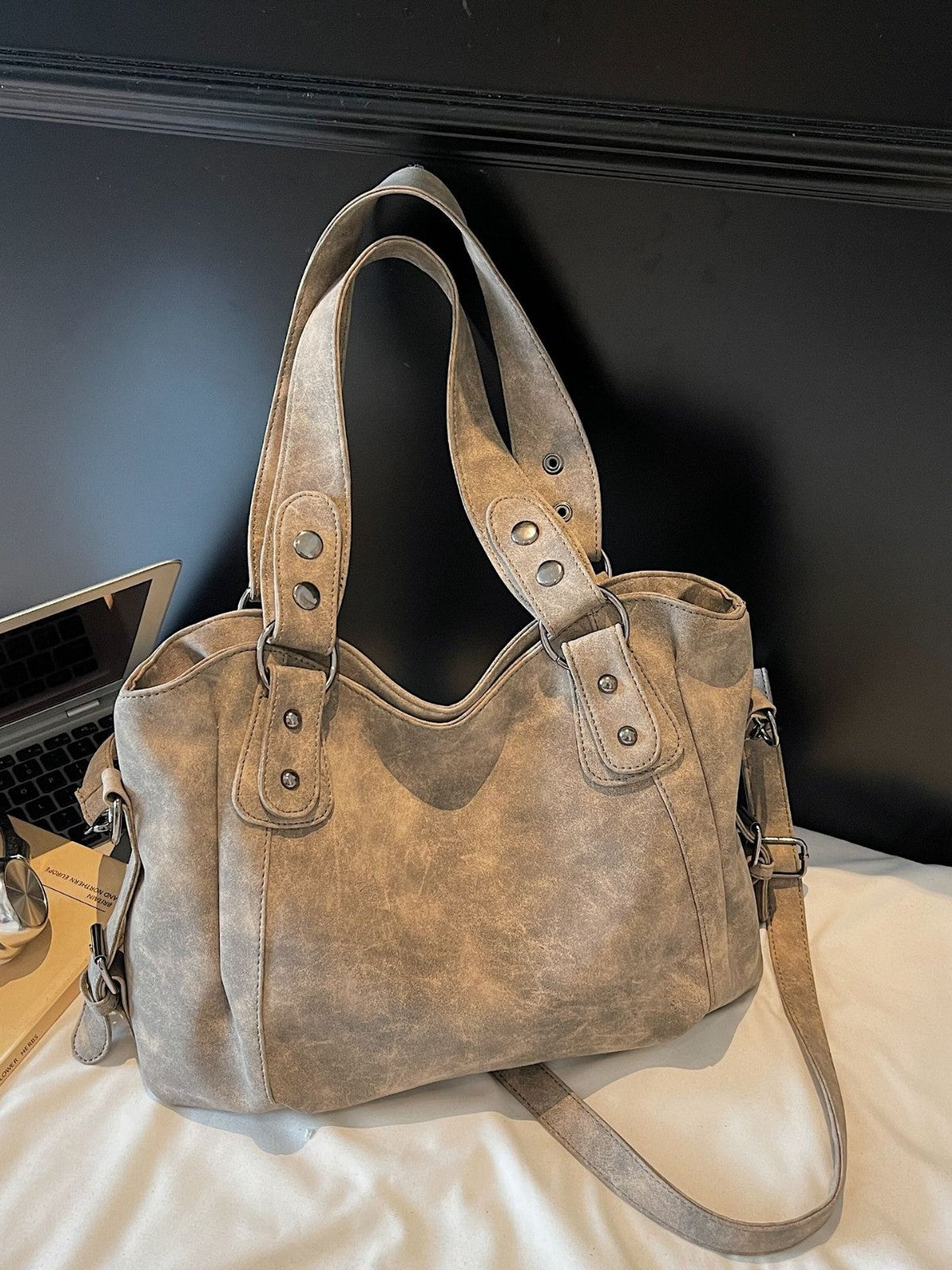 Women's Large Capacity Totes Frosted Solid Color Tote Bag