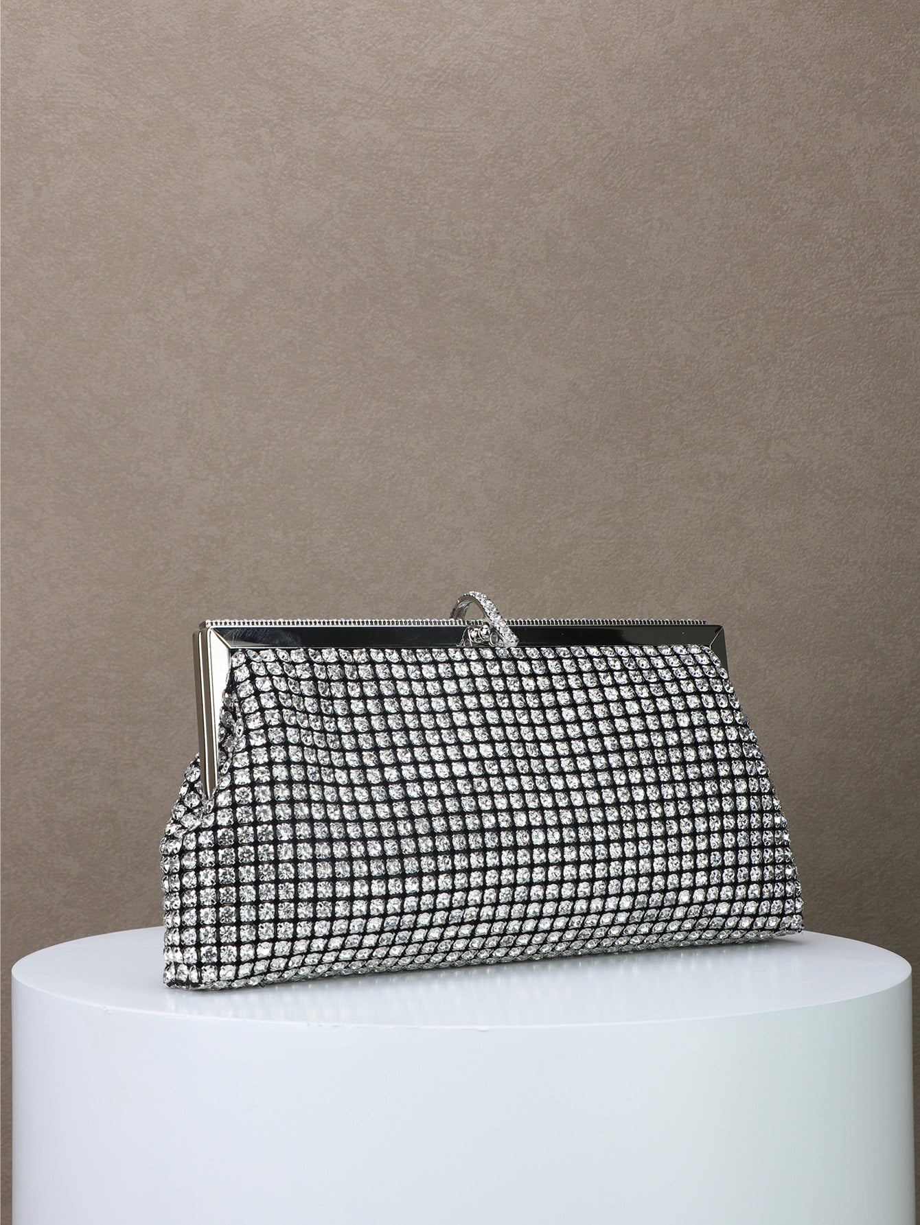 Handmade Rhinestone Buttons Clutch Banquet Diamond Dinner Bag