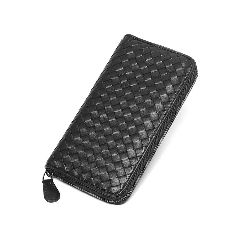 Women's & Men's Leather Korean Style Hand-woven Sheepskin Long Purses