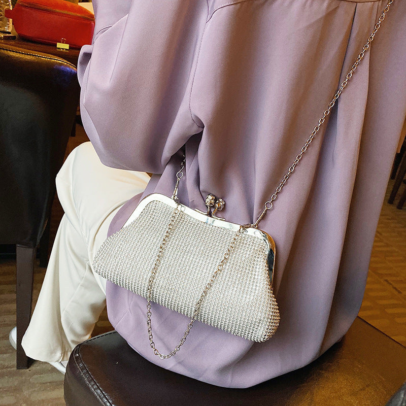 Women's Niche Rhinestone Hand Holding Net Drill Shiny Diamond Banquet Bags