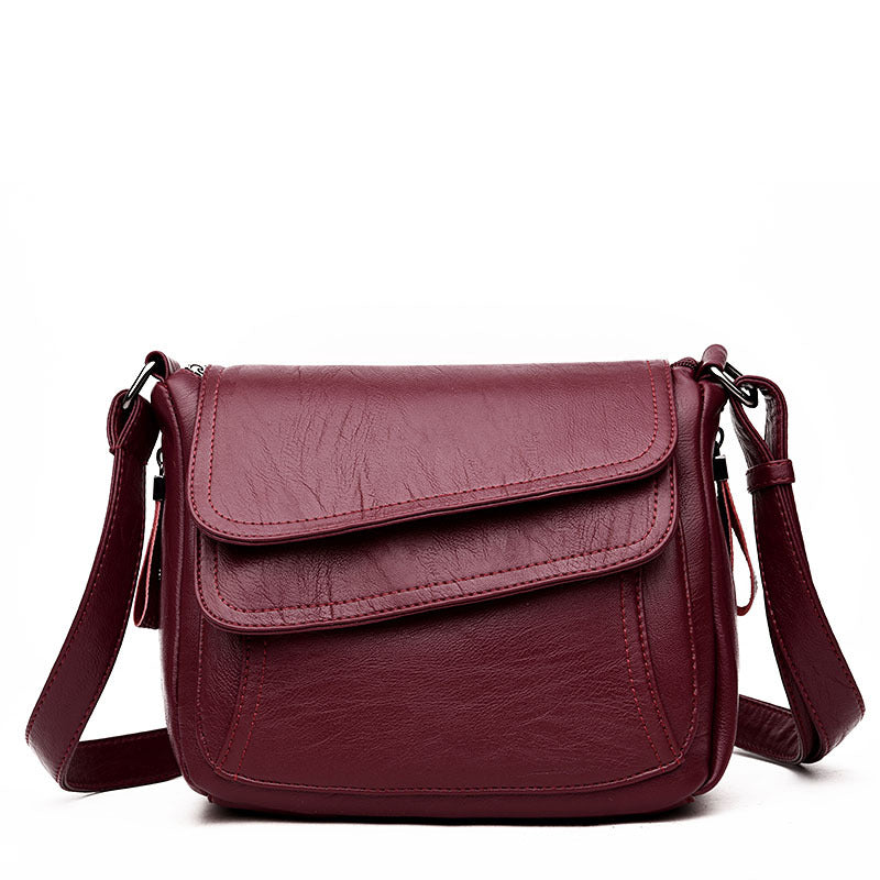 Washed Sheepskin Mother Fashion Simple Solid Women's Shoulder Bag