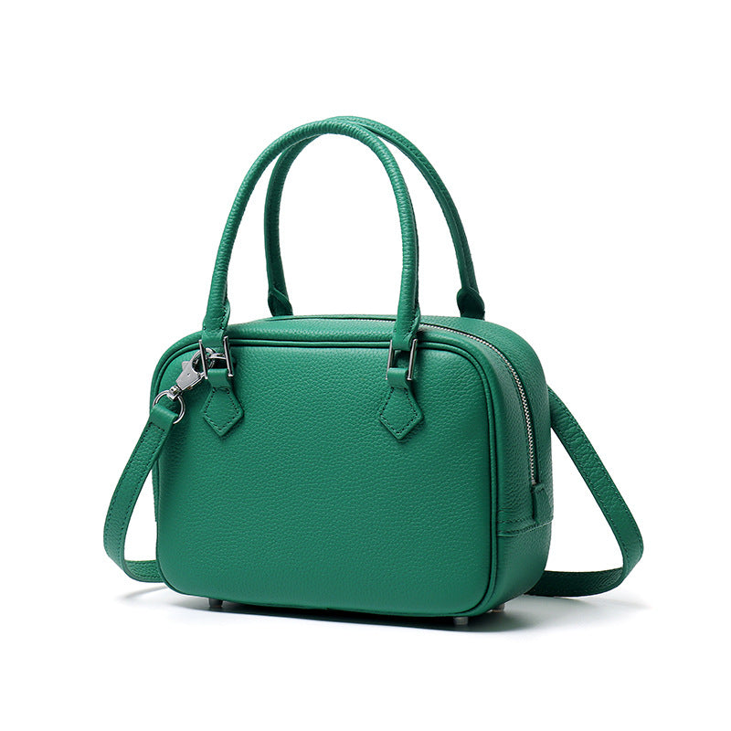 Women's First Layer Cowhide Feather Large Capacity Commuter Women's Handbag