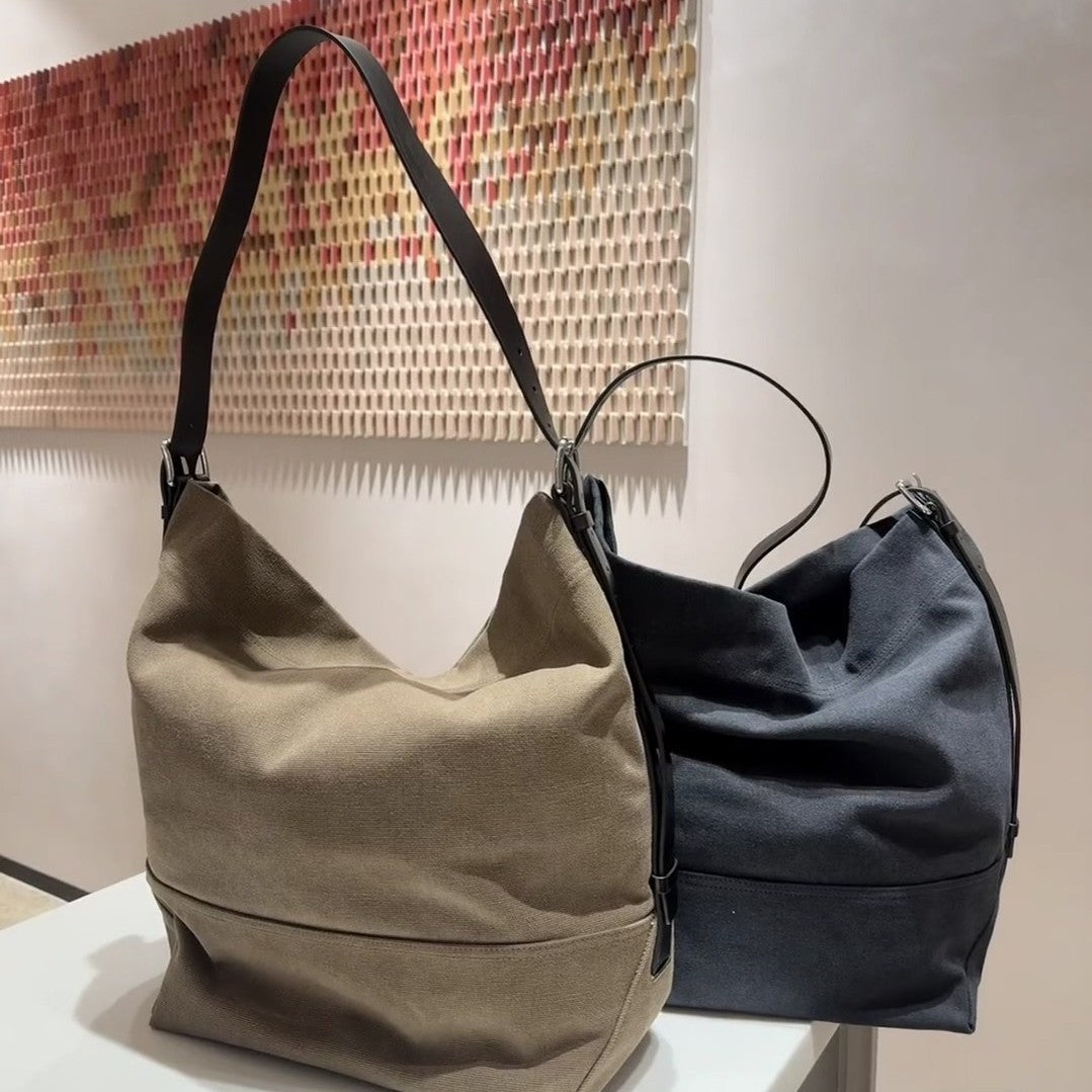 Women's & Men's Large Capacity Canvas Distressed Fabric For Hobo Women's Shoulder Bag