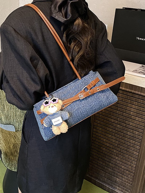 Super Popular Niche Denim Female Contrast Color Versatile Women's Shoulder Bag