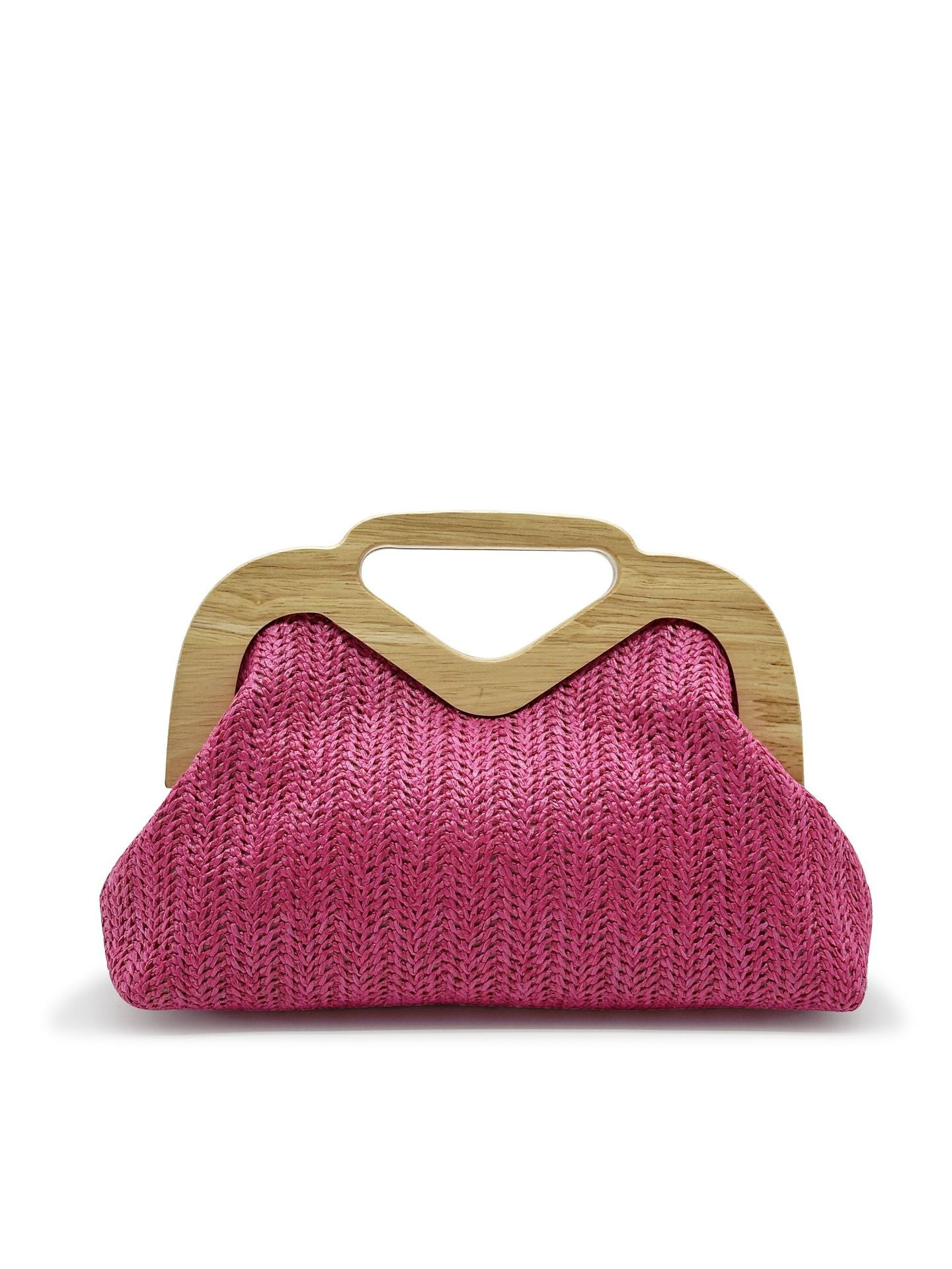 Women's Summer Main Push Wooden Banquet Hand Straw Dinner Bag