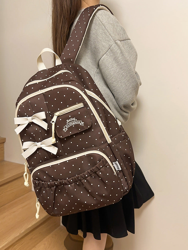 Bowknot Polka Dot Cute Medium Large Backpacks
