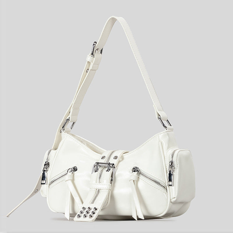 Style Hot Locomotive Rivet Unique Underarm Soft Leather Women's Shoulder Bag