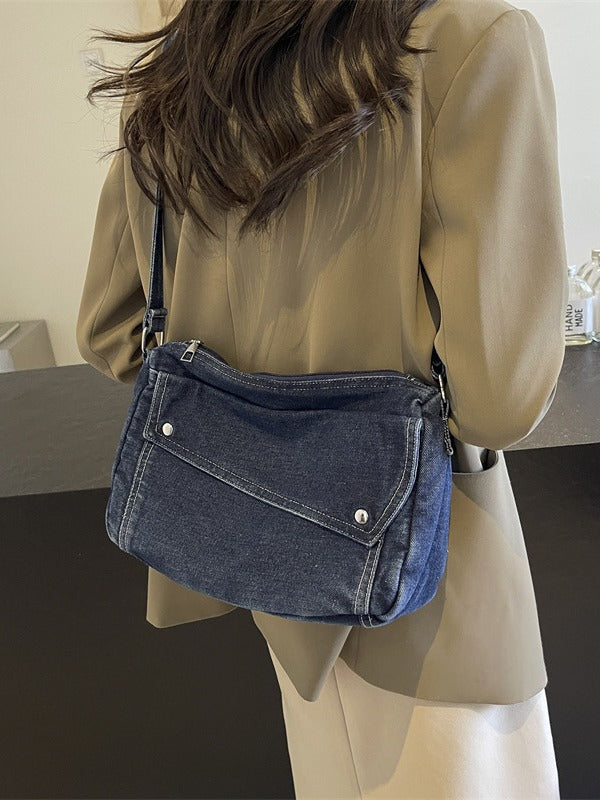 Niche Geometric Denim Pillow Retro Fashion Women's Messenger Bag