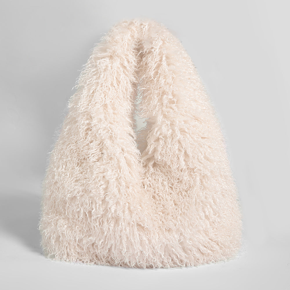 Plush Large Capacity Imitated Tibet Sheep Bags