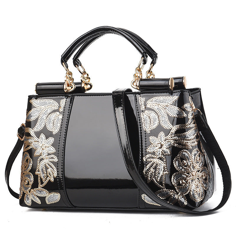 Women's Patent Leather Glossy Bride Wedding Portable Large Women's Handbag