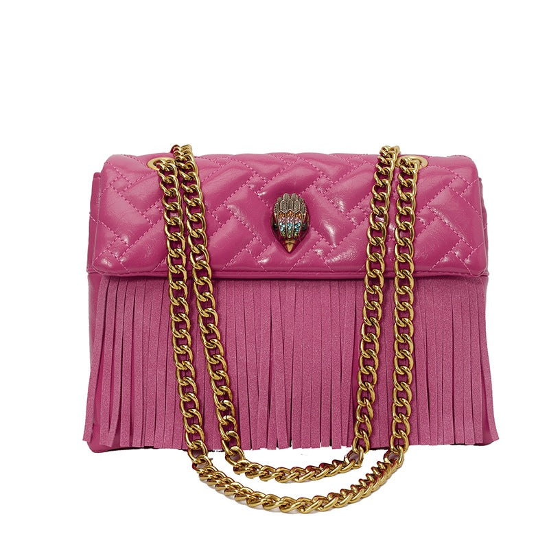 Women's Tassel Chain Rhombus Embroidered Line Fashion Women's Messenger Bag