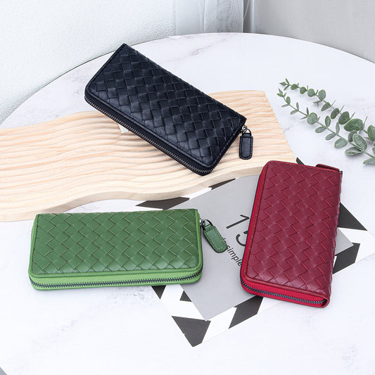 Women's Genuine Leather Long Large Capacity Multiple Slots Zipper Bags